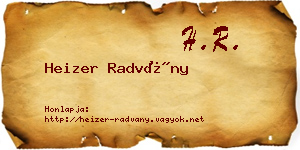 Heizer Radvány névjegykártya